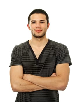 young casual man portrait, isolated on white