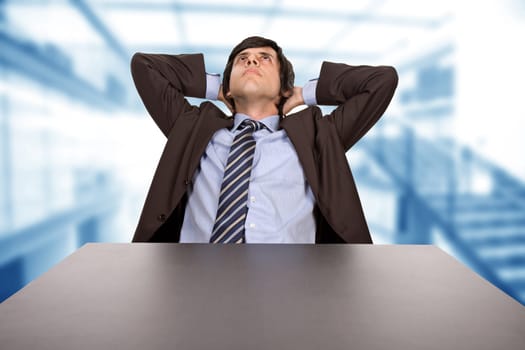 young business man on a desk at the office
