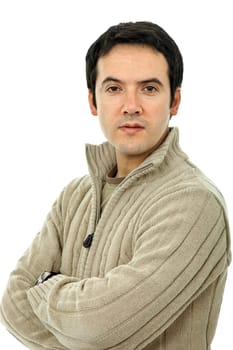 young casual man portrait, isolated on white