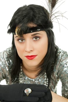 young beautiful woman dressed for a party, studio picture