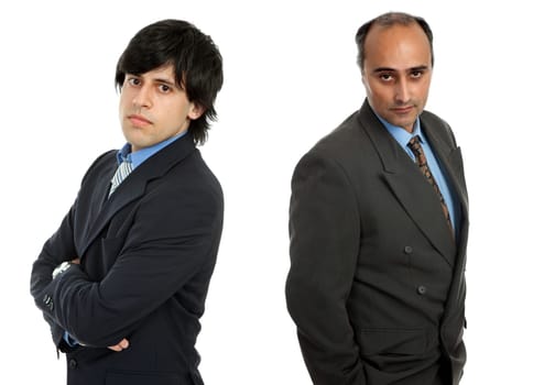 two business men portrait isolated on white background