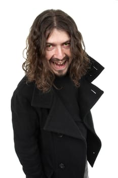 young man dressed as a vampire, isolated on white