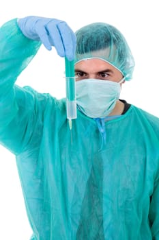 young male doctor, isolated on white background