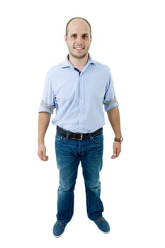 young casual man full body in a white background