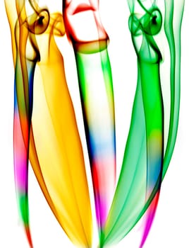 abstract colored smoke in a white background
