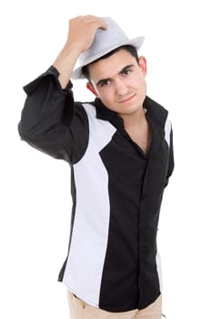 young casual man posing, isolated on white background