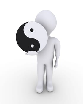 Person is holding a yin-yang symbol in his hand