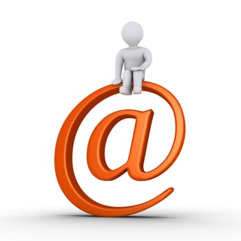 Person is sitting on top of an e-mail symbol