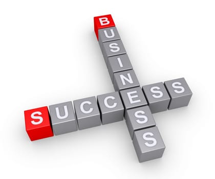 Cubes with letters form a crossword of business and success words
