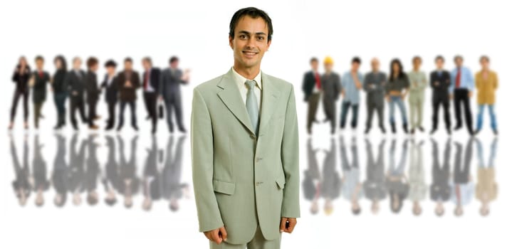 business man in front of a group of people