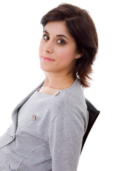 young happy beautiful woman, isolated in white