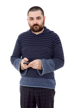 young casual man portrait, isolated on white