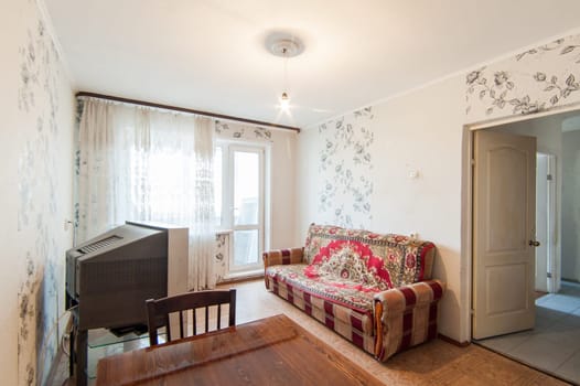 Russia, Moscow- May 07, 2018: interior room apartment. standard repair decoration in hostel