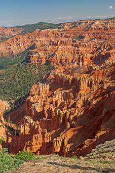 Looking into a Jagged Canyon in Cedar Breaks National Monument in Utah