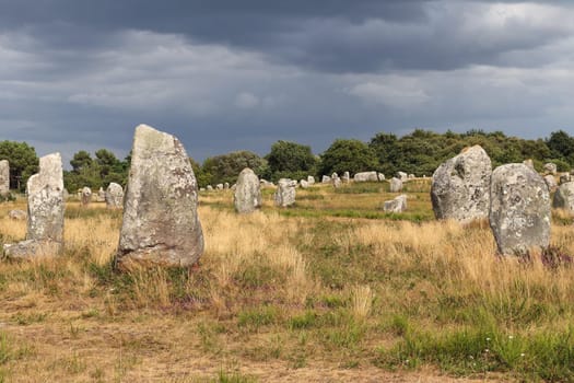 Alignements du Menec - rows of Menhirs - standing stones - the largest megalithic site in the world, Carnac, Brittany, France