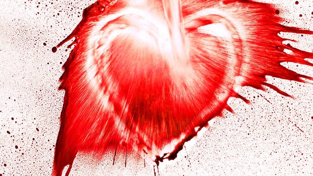 Abstract heart shape from splaches and blobs and drops aspect ratio 16:9