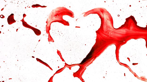 Abstract heart shape from splaches and blobs and drops aspect ratio 16:9