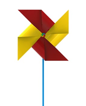 Colored Pinwheel isolated on white, 3d rendering