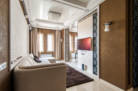 Russia, Moscow- May 12, 2018: interior room apartment. standard repair decoration in hostel