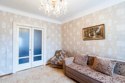 Russia, Moscow- May 14, 2018: interior room apartment. standard repair decoration in hostel