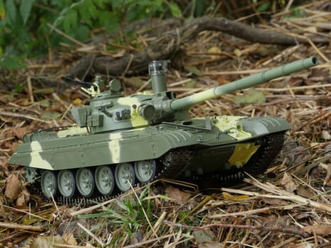 mighty tank T-72 in combat position closeto