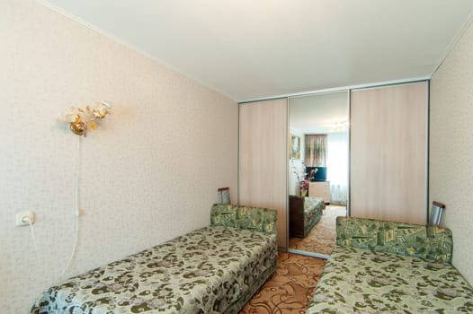 Russia, Moscow- May 14, 2018: interior room apartment. standard repair decoration in hostel