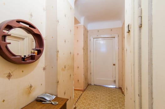Russia, Moscow- May 14, 2018: interior room apartment. standard repair decoration in hostel