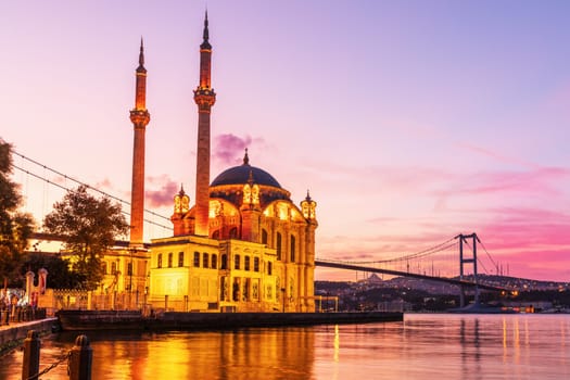 Ortakoy Mosque at beautiful sunrise light, Istanbul, Turkey.