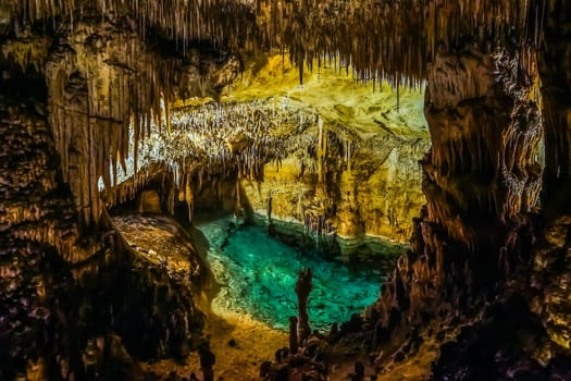 Famous cave, Cuevas del Drach or Dragon Cave on Spanish island Mallorca, near Porto Cristo