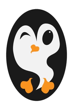 Very simple and cute little penguin vector as cartoon in kawaii style.