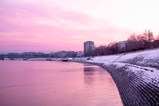 Beautiful landscape about Danube river in Novi Sad in Serbia.