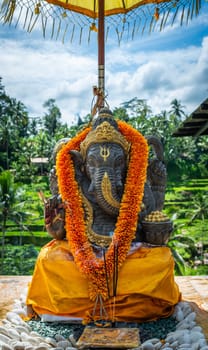 Ganesh statue at Tagalalang Rice Terrace in Bali, Indonesia