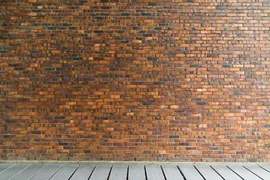 Background of old vintage brick wall with floor