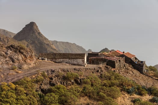 famous village Masca in rural place at high altitude on mountain in Tenerife, Spain