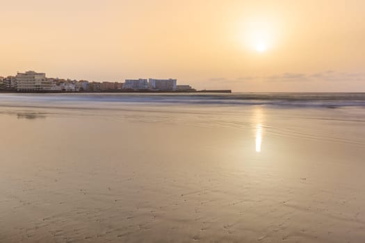 sunrise in El Medano beach. Tenerife island, Spain