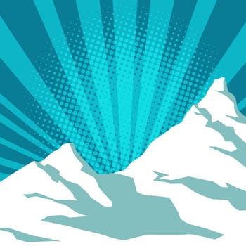 snow mountain Pop art retro vector illustration vintage kitsch drawing 50s 60s