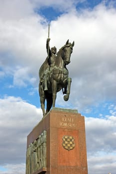 Monument of king Tomislav, first King of the Croatian Kingdom in the Middle Ages, King Tomislav square, Zagreb