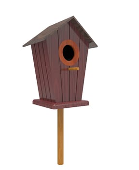 Bird house 3d render isolated on white