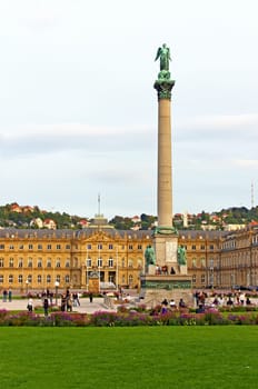 King Wilhelm column and New Castle at Schlossplatz, Stuttgart