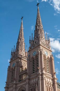 Neo-gothic Lujan Basilica in Lujan, Buenos Aires, Argentina.