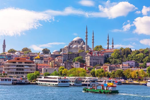 The Suleymaniye Mosque on the third hill of Istanbul, Turkey.