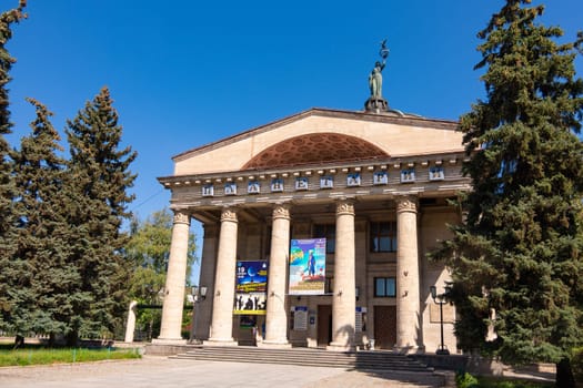 Volgograd, Russia - August 26, 2019: The building of the Volgograd planetarium, side view