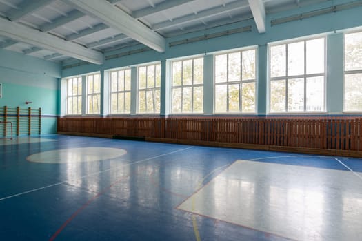 Anapa, Russia - October 5, 2019: Natural light through large windows in the gym