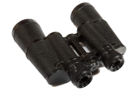 Black binoculars isolated on a white background.