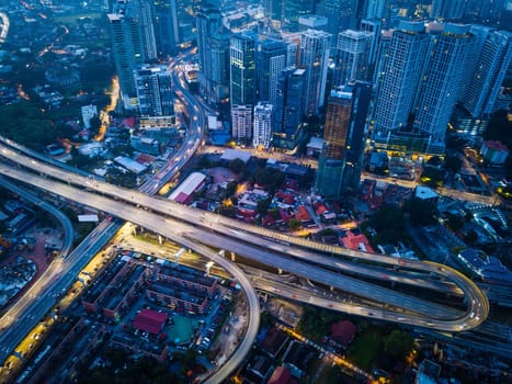 Aerial view of beautiful Kuala Lumpur city ,early morning scene .