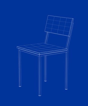 3d wire-frame model of dining chair