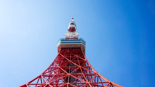 Tokyo tower Japan blue sky steel architecture day