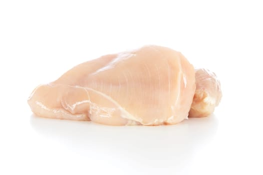 Raw chicken breast isolated on a white background with shadow