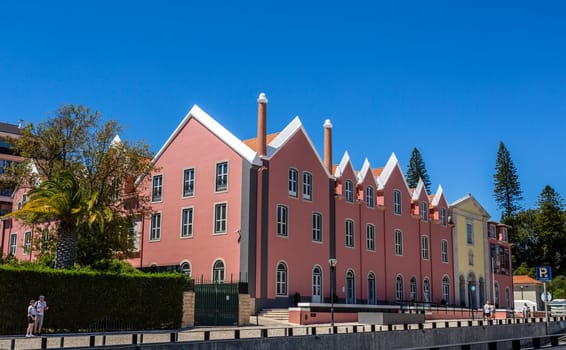 Facade of the Cascais Cultural Centre housed in the former Convent of Our Lady of Mercy of the Order of the Discalced Carmelites, built in the 16th century in Cascais, Portugal
