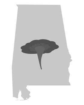 Karte von Alabama und Tornadosymbol